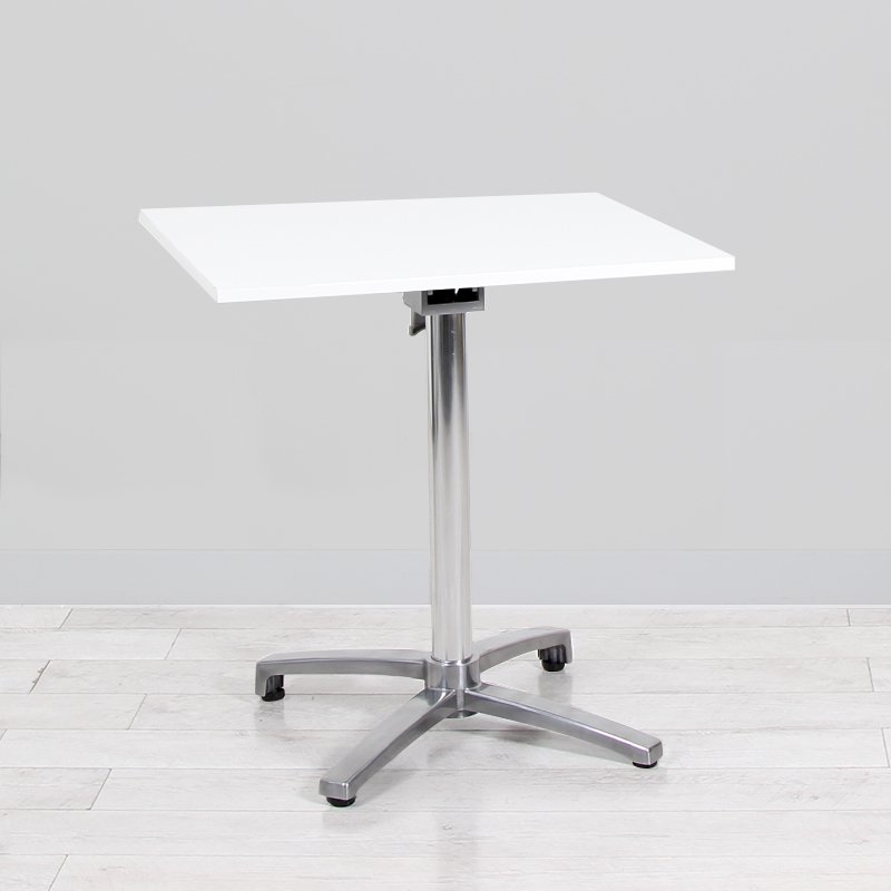 700mm White Square Bistro Table - Chrome Frame