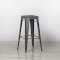 Grey Tolix Stool Wooden Seat