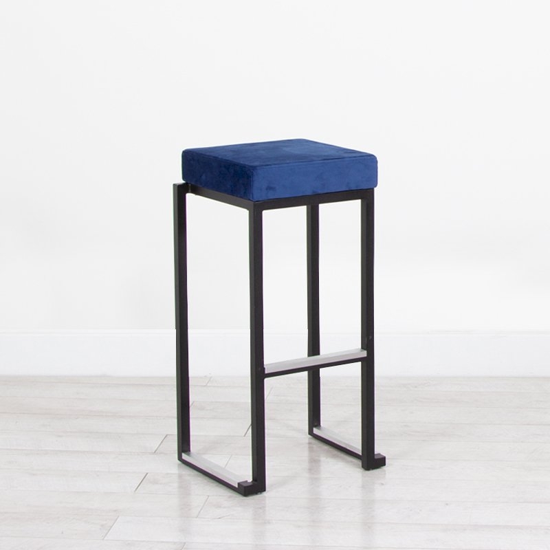 Nevada Bar Stool - Black Base Blue Pad
