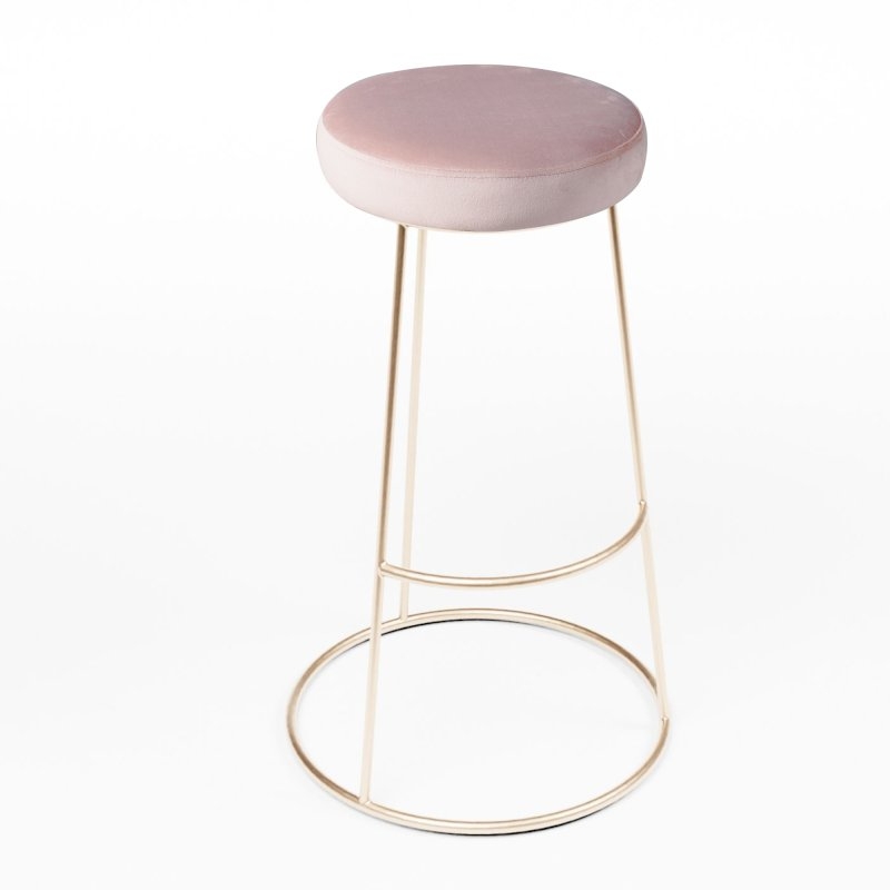 Rose Gold Chrome Spire Stool - Pink Pad