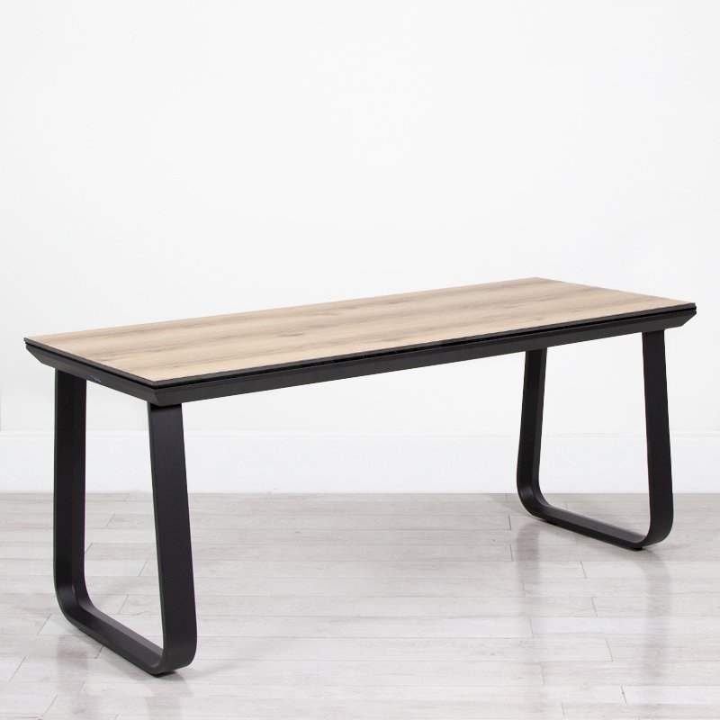 Utah Double Bistro Table - Black Base Natural Oak Top