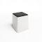 White Bric Stool - Black Fabric Top
