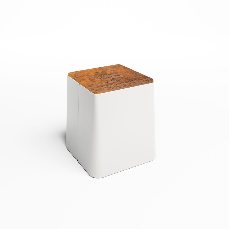 White Bric Table - Rust Top