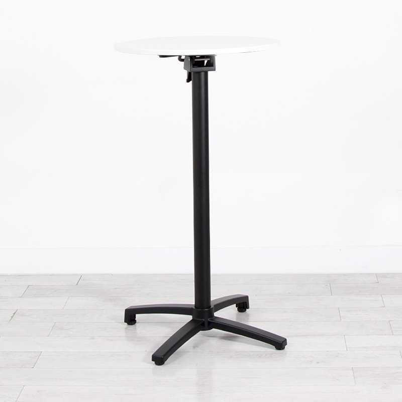600mm White Round Poseur Table - Black Frame