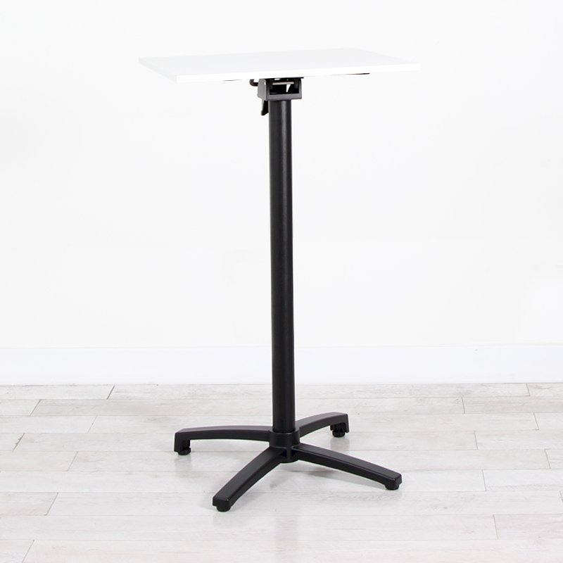 600mm White Square Poseur Table - Black Frame