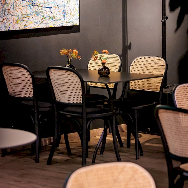 Cane Back Chair - Black Pad