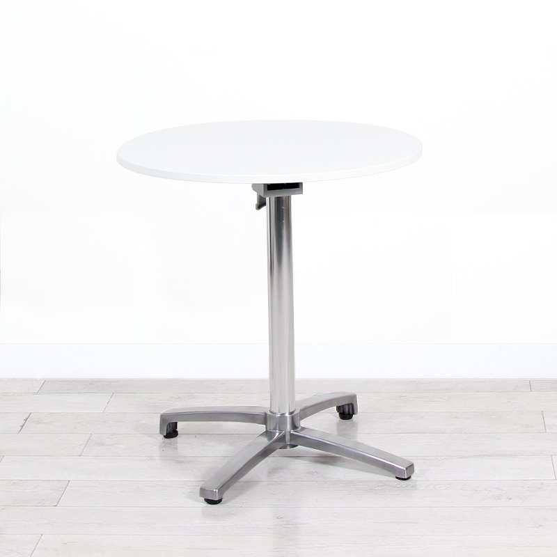 700mm White Round Bistro Table - Chrome Frame