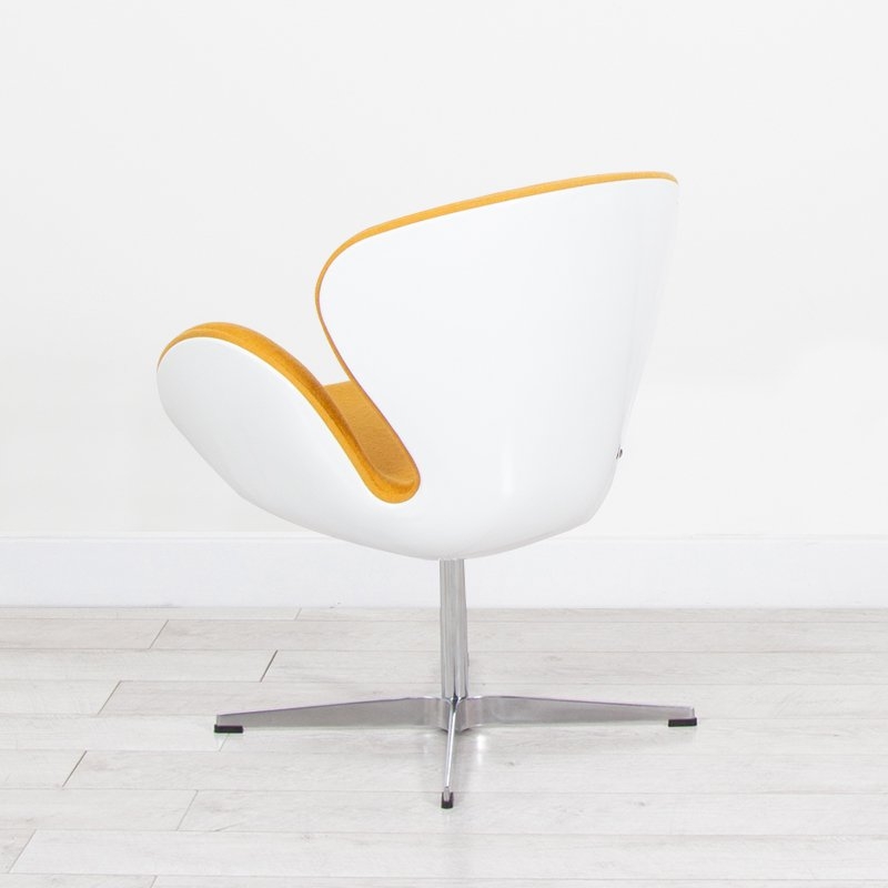 Yellow Fabric White Swan Chair