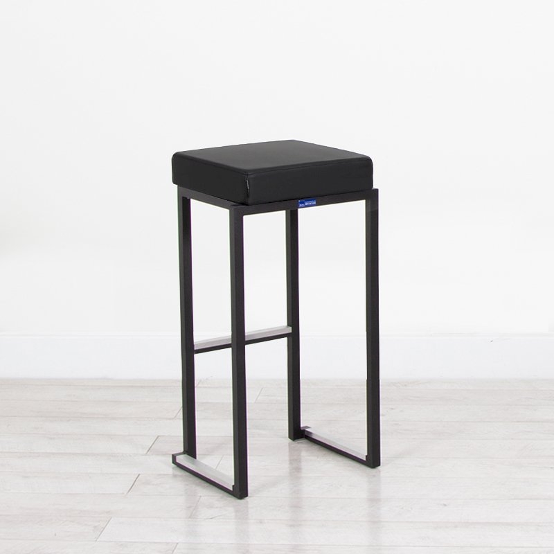 Nevada Bar Stool - Black Base Black Leather Pad