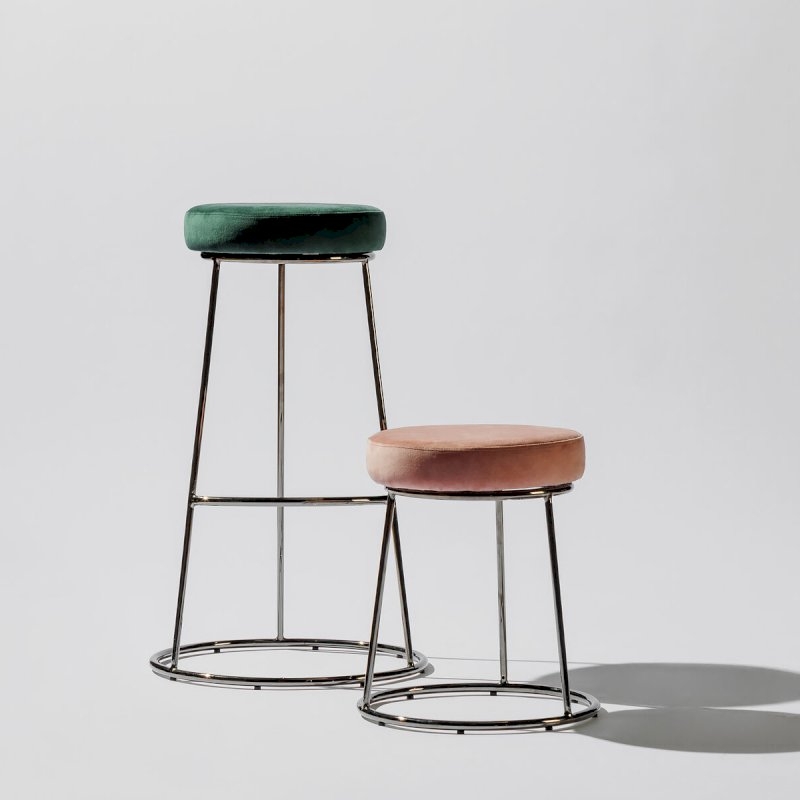 Black Chrome Spire Stool - Green Pad