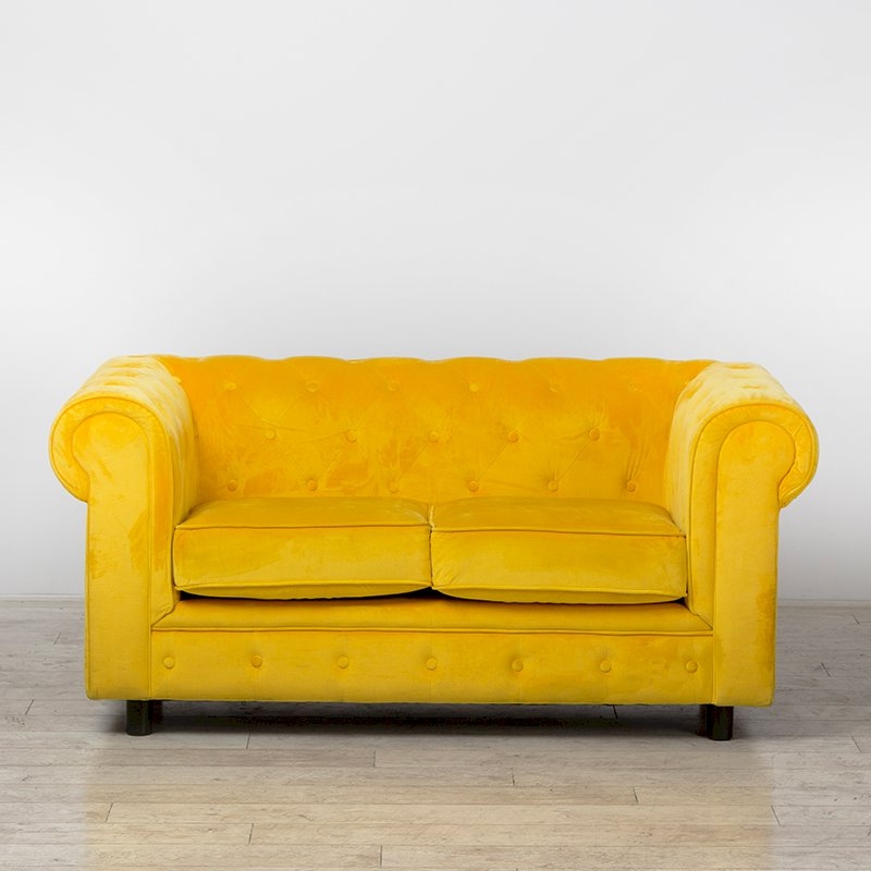 Chesterfield Fabric Sofa - Mustard