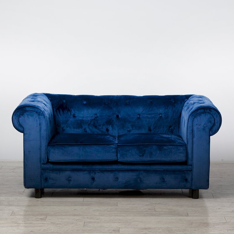 Chesterfield Fabric Sofa - Royal Blue