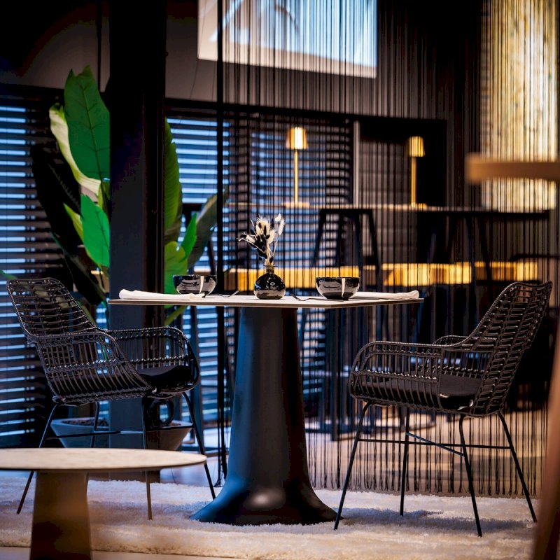 Miami Armchair - Black with White Cushion