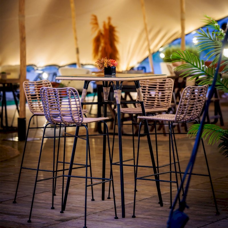 Miami Bar Stool - Natural with Black Cushion