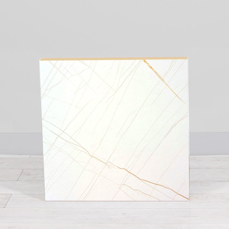 600mm White Marble Square Poseur Table - White Frame
