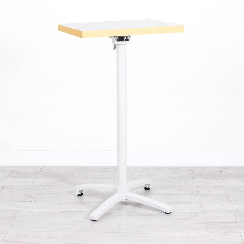 600mm White Marble Square Poseur Table - White Frame